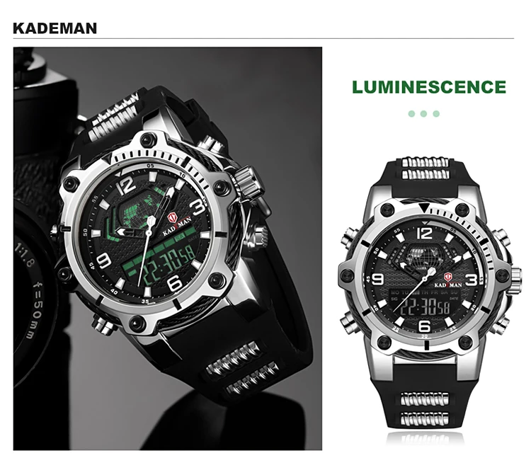 LED Digital Watches Mens Waterproof Analogue Clock Fashion Rubber Strap Waterproof Luminous Quartz Watch Men Sports Relogio