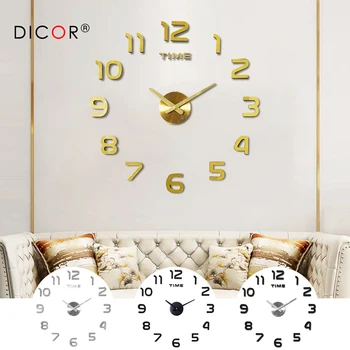 

DIY 12v Digital Large Wall Clock Home Decoration Mirror Wall Clock Sticker Vinyl Modern Design Clock on The Wall for Living Room