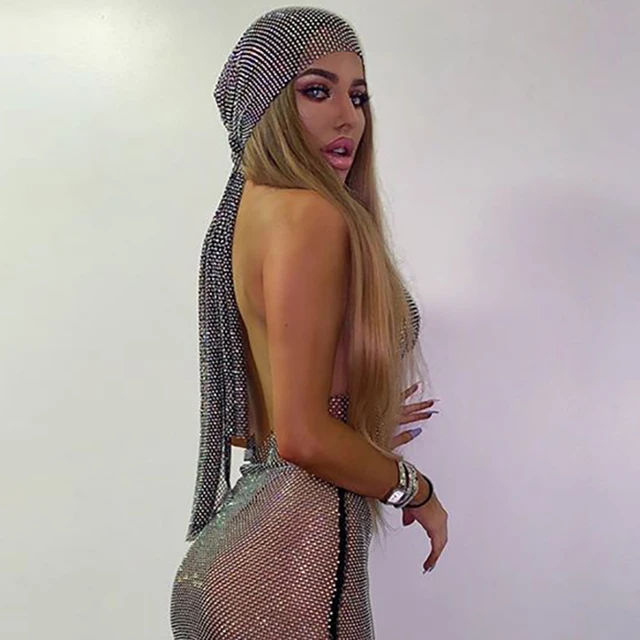 Shiny Diamonds See-Through Fishnet Celebrity Headscarf 1