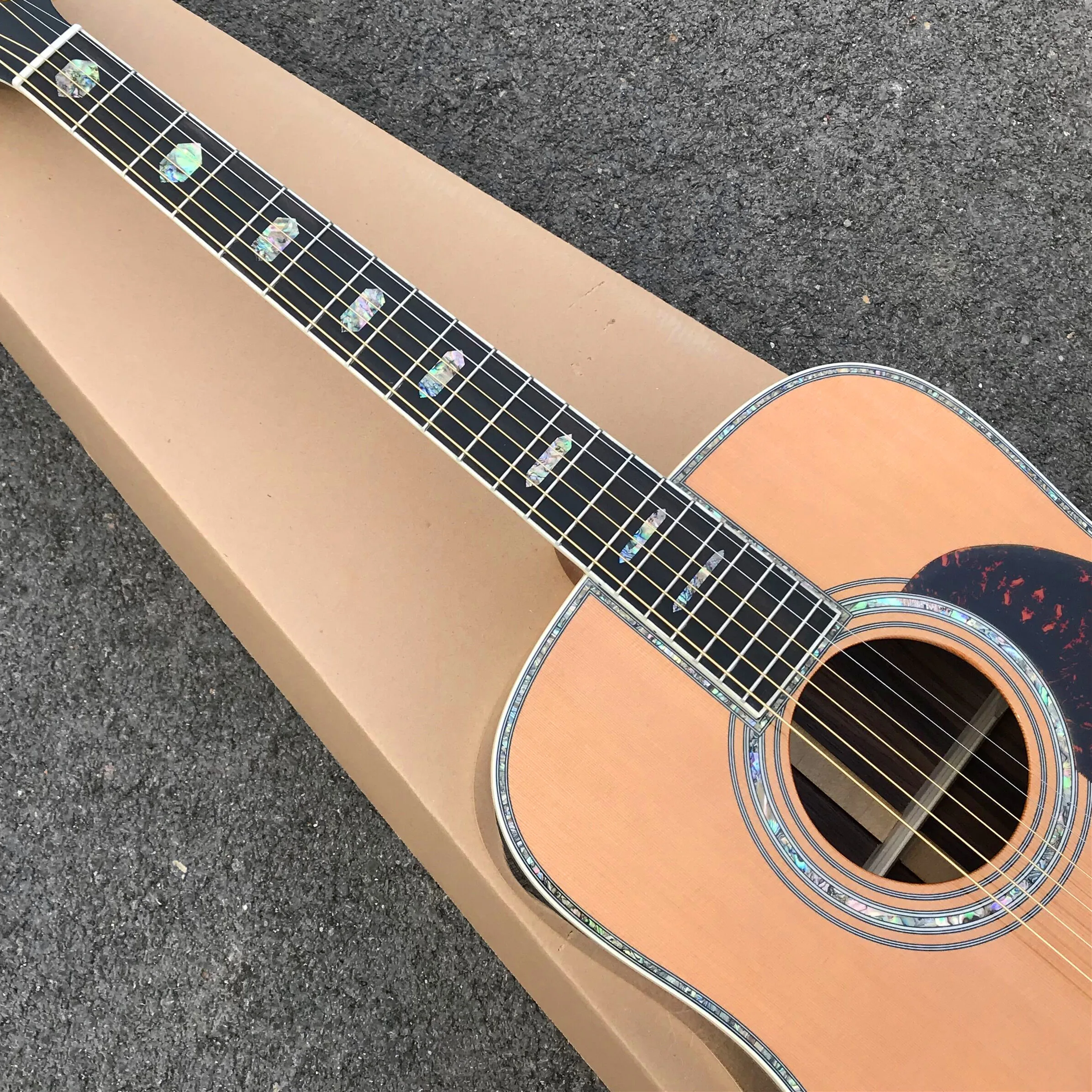 41 &quotтвердая ель Топ D стиль Акустическая гитара Заводская настоящая abalone Ebony гриф
