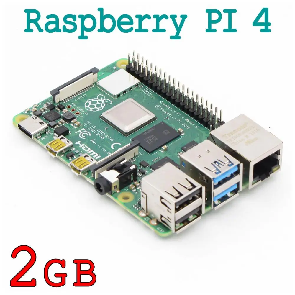 2 Гб SDRAM(синхронное динамическое ОЗУ) Raspberry Pi 4 Модель B BCM2711 Cortex-A72 64-разрядный четырехъядерный 1,5 ГГц SOC 2,4& 5,0 ГГц Wi-Fi Bluetooth 5,0 Raspberry PI 4B