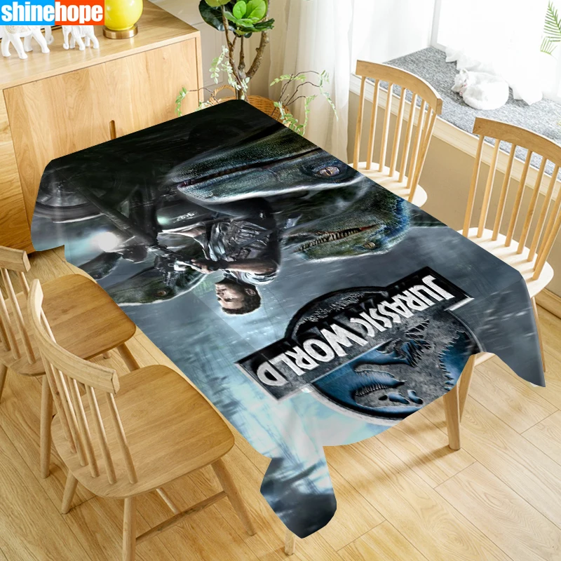 Custom Jurassic Park Table Cloth Holiday Party Waterproof Oxford Fabric Rectangular Tablecloth Home Party Tablecloth 6