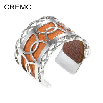 

Cremo Bague bijoux femme Stainless Steel Ring Adjustable Ring Fashion Open Free Size Argent Reversible Leather Ring georgette