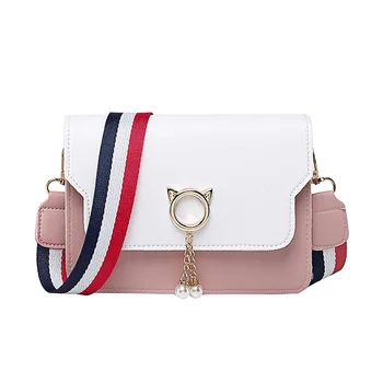 

2020 New Korean-style Contrast Color WOMEN'S Shoulder Bag Square Sling Bag Cool Crossbody Messager Bag Cute GIRL'S Phone Bag