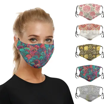 

flower mask for women fashion Mouth Mask Female Pattern Masks Adjustable Fabric Face Masks Women Dustproof Maske