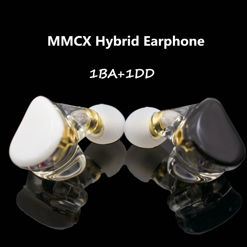 A3 HIFI 1BA+1DD Hybrid Earphone MMCX Powerful Stereo Hi-Res Earbud Resin Custom Made Headphones DJ Monitor Stage Headset IEM New - Цвет: 1BA 1DD Black White