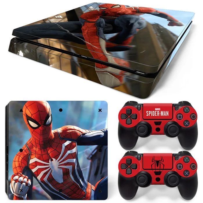 Дизайн Человек-паук для PS4 тонкая консоль и контроллеры наклейки для PS4 тонкая кожа Наклейка для ps4 тонкая виниловая наклейка