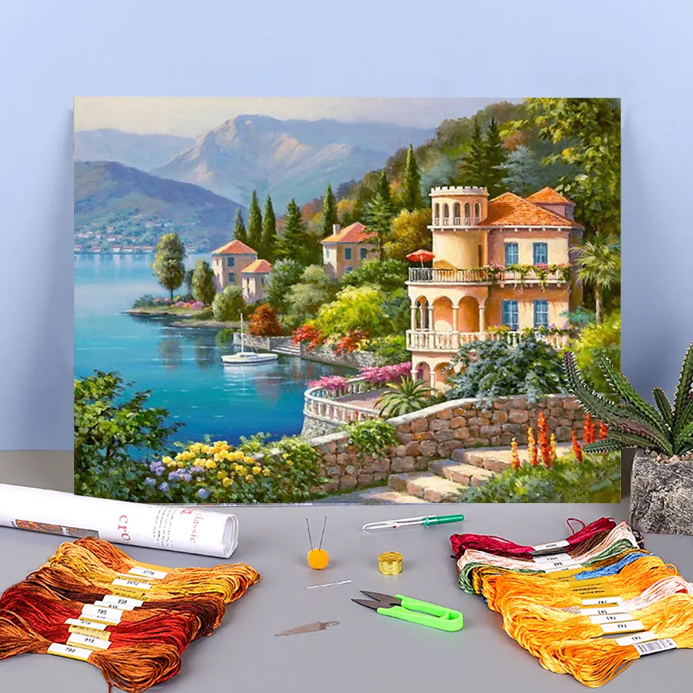 Landscape Scenery DIY Embroidery Cross Stitch 11CT Kits Craft Needlework Set Printed Canvas Cotton Thread Home Sale cross stitch kit