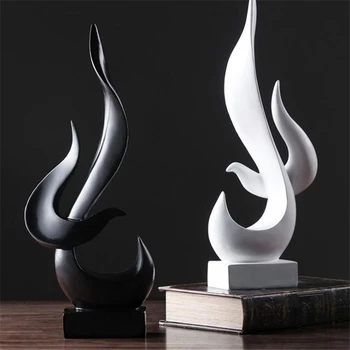 

Nordic Modern Resin Flame Sculpture Decoration Home Livingroom Desk Figurines Accessories Cafe Office Crafts Furnishing Decor