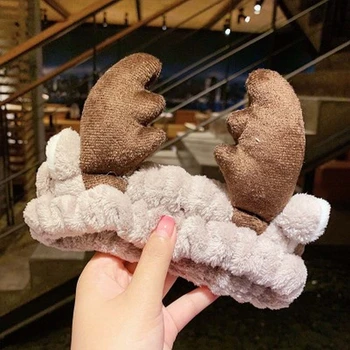 

Christmas Wash Face Headband Hair Hoop Rabbit Cat Ears Antlers Bow Soft Hair Holder Elastic Top Knot Hair Accessories Headdress