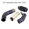 For Kawasaki Z900 2017-2021 Motorcycle Exhaust Tips Muffler Mid Link Pipe System Titanium Blue