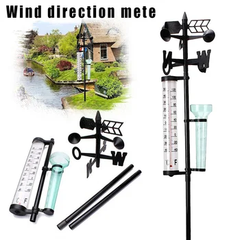 

Garden Outdoor Weather Station Meteorological Measurer Vanes Tool Wind Rain Gauge Thermometer DNJ998