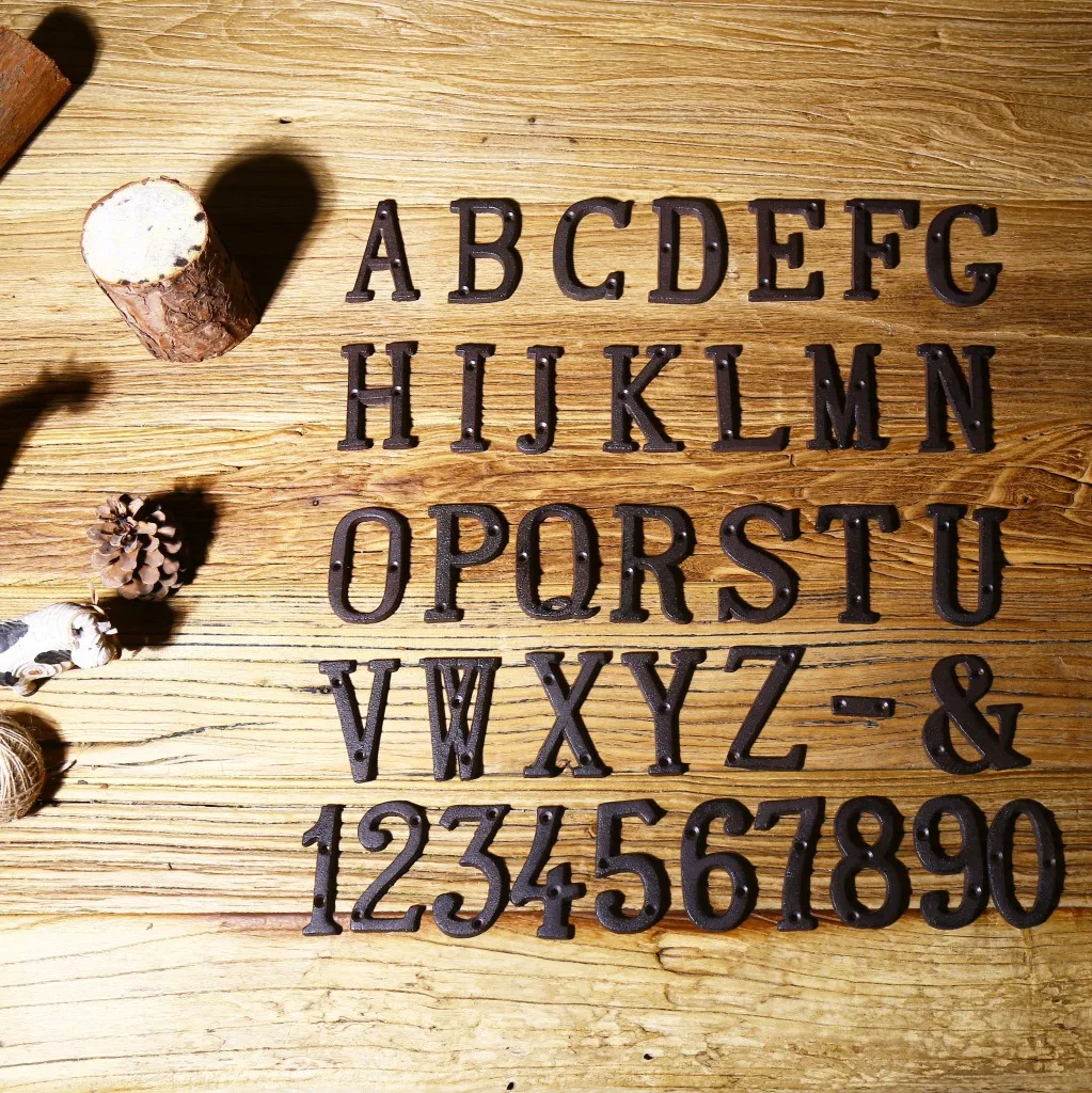 Metal Letters Numbers Cast Iron Decoration House Sign Doorplate DIY Cafe Wall AC889 | Дом и сад