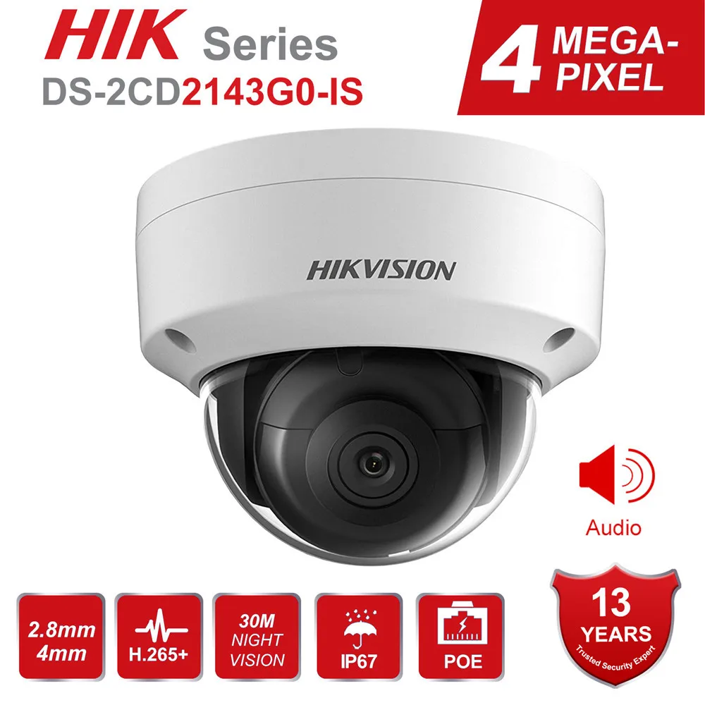В наличии Hikvision 4MP POE IP камера наружная DS 2CD2143G0 IS HD купольная видеонаблюдения|network ip