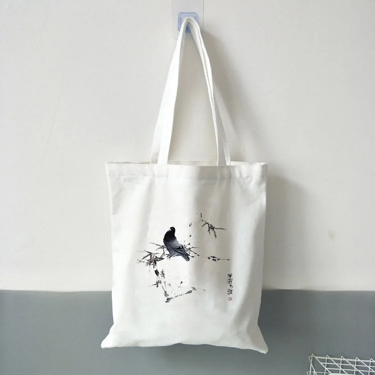 

Chinese elements Shopping Bag Canvas Handbag Tote Bag Daily Use Text DIY Custom Print Logo Eco Reusable Recycle