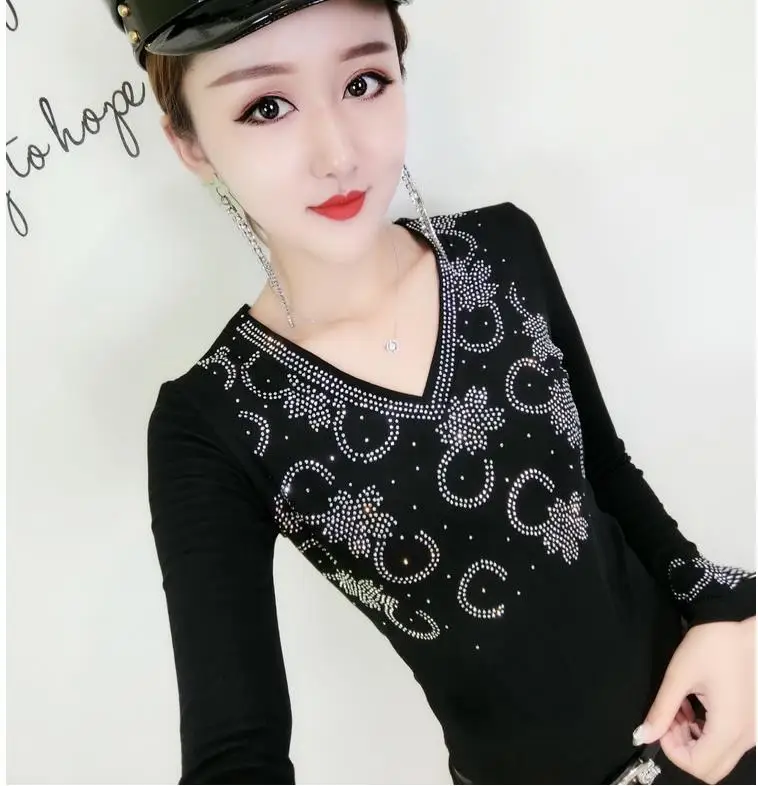 Алмазный Camisetas Mujer футболка Для женщин Стразы леди футболка Для женщин s футболки женские топ Vetement Femme в стиле «панк-рок»; одежда для детей;