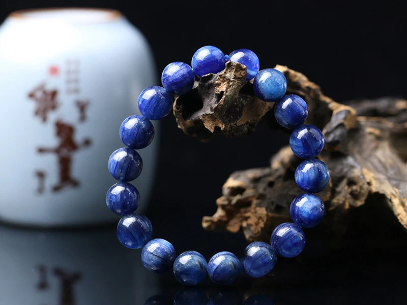AAA Grade Blue Kyanite Natural Single circle kyanite cat's eye effect Bracelet