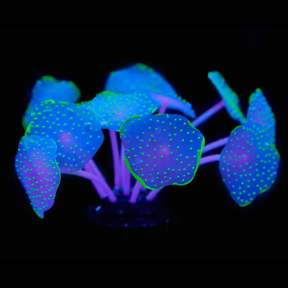 

Uniclife Silicone Coral Plant Decorations Glowing Artificial Ornament for Fish Tank Aquarium Green Ball shape