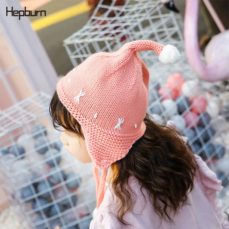 

Hepburn Brand Winter Baby Fluffy Pompom Hat Kids Baby Children Cap For Boys Girls Outdoor warm Beanie Skullies Cap 6-48 months