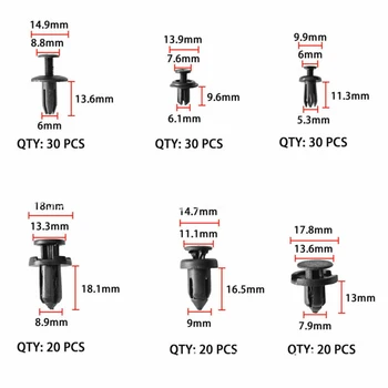 

Fasteners Rivet Trim Moulding Clip Black 22 types Set Kit 635pcs Car Plastic