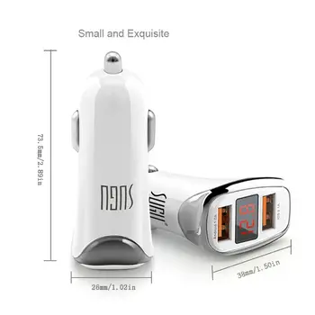 

3.1A Dual USB Car Charger Quick Charge Adapter Current Voltage Display for Phone R2LC