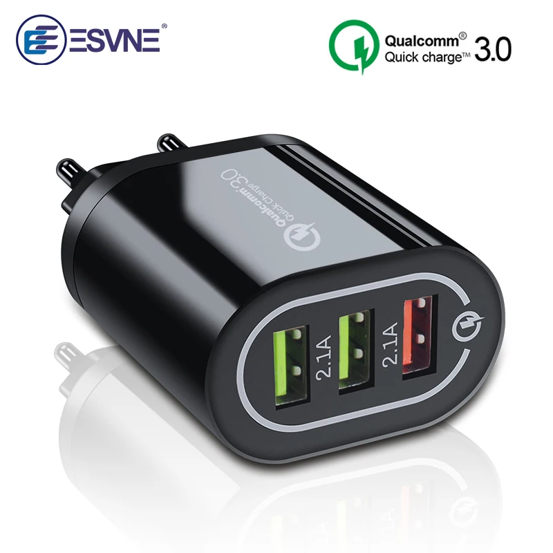 

ESVNE Usb Charger Quick Charge 3.0 For iphone Samsung 3 Port Fast Charger For Xiaomi Huawei Usb Wall Charger For Smartphone