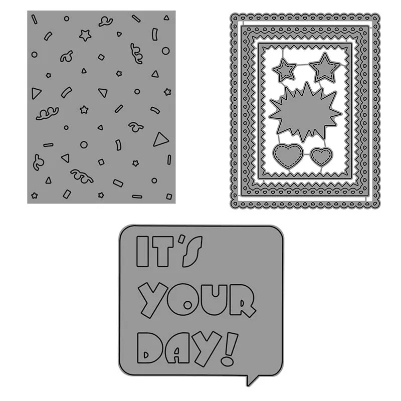 

Rectangle Frames Sets "It's Your Day" Metal Cutting Dies For Scrapbooking Craft Die Cut Card Making Embossing Stencil