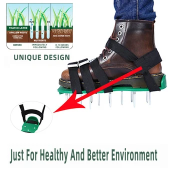 

Lawn Aerator Shoes Adjustable Straps Spiked Aerating Lawn Sandals Garden Yard Grass Cultivator Lawn Aerator Nail Shoes