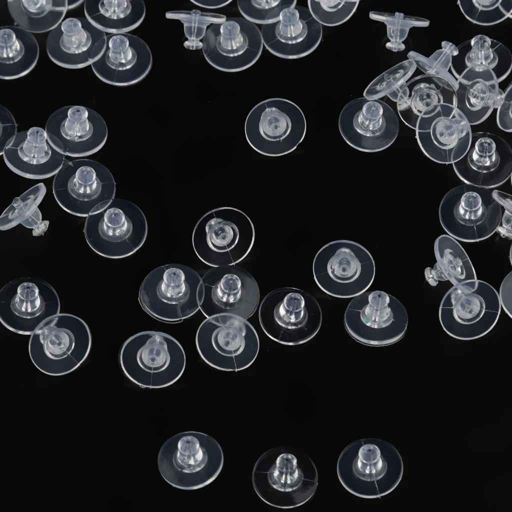 

100Pcs Earrings Silicone Plug Stud Stoppers Findings Post Back Backs Backing