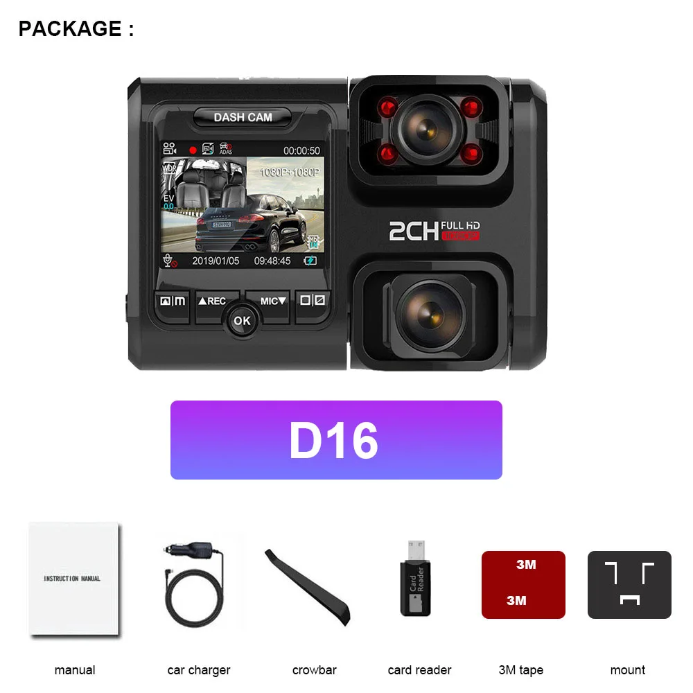 HGDO D16 4K Dash Cam Dual SONY Lens Inside rear Cameras GPS WIFI ADAS Video  Recorder FHD 1080P black Night Vision Car DVR 60f/s - AliExpress