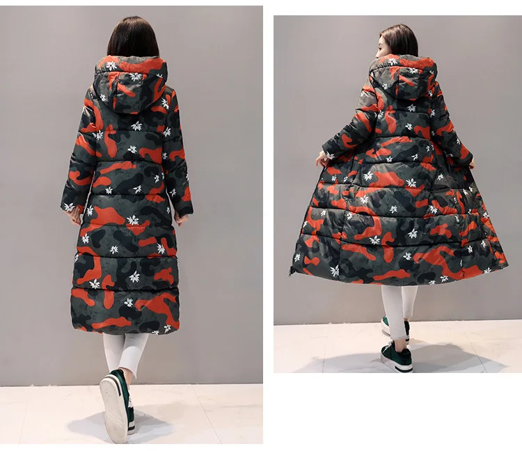 Парка, пальто для женщин, красивая Harajuku зимняя одежда, Женская куртка, камуфляжное пальто, толстое теплое длинное пальто для женщин, Chaqueta Mujer