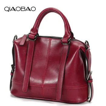 

QIAOBAO 100% Cowhide Leather Designer Large Capacity Women Messenger Bags Femel Shoulder Bags Luxury Fashion Brand High Quality