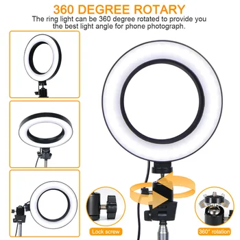 

Photo LED Selfie Ring Fill Light Dimmable Camera Phone 16CM Ring Lamp With Stand Tripod For Makeup Video Live Studio
