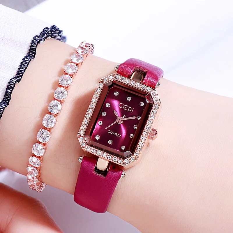 

Top In Linen Style Wristwatch Woman Exquisite Diamond Vintage Wild Square Belt Women's Watch modern lady watches