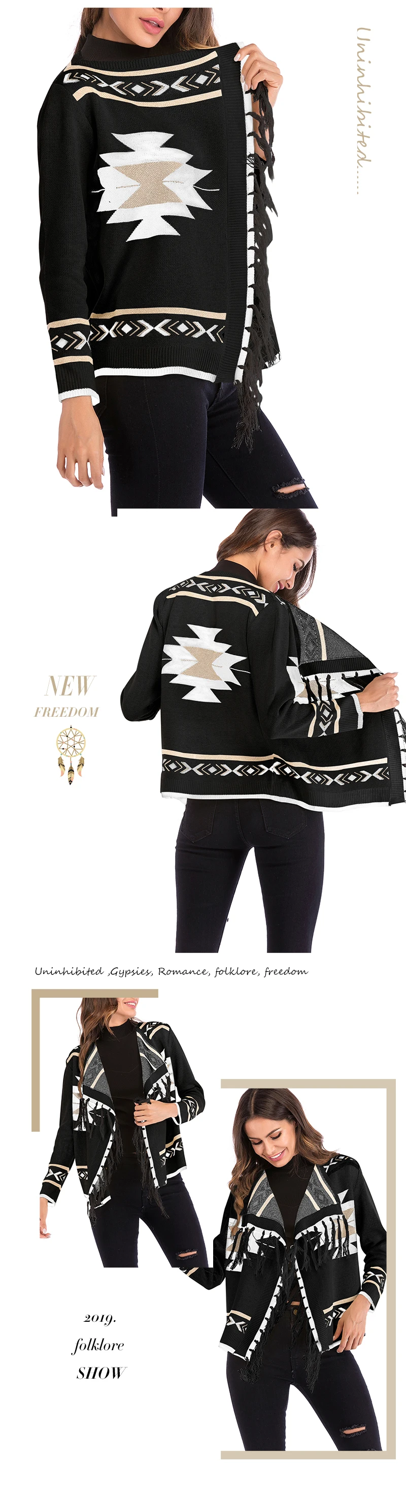 Everkaki Boho с кисточками вязаные кардиганы пальто женские зимние толстые теплые цыганские кардиган в стиле кимоно пальто женские осень зима новые