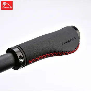 

1 pair Retro Leather Bicycle Grips Ergonomic MTB Road Bike Handlebar Girps Bar End Anti slip Lock on Mountain Bike Handle Grips