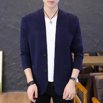 

2020 New Men's Sweatercoat Fashion Japan Style Long sleeve Cardigan Sweaters Men Casual Streetwear Harajuku Solid Sweaters Mens
