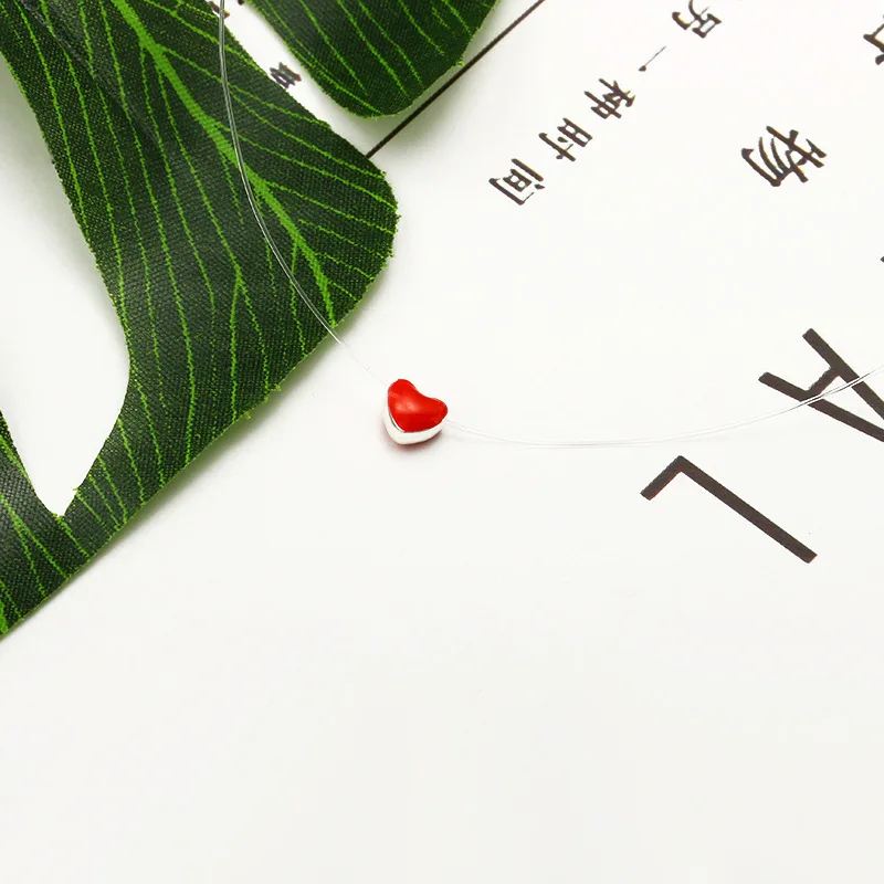 Hipster Elegant Sweet Cute Little Red Hearts Heart Necklace Women's Oil Drop Red Peach Heart Short Anti-Allergy Pendant