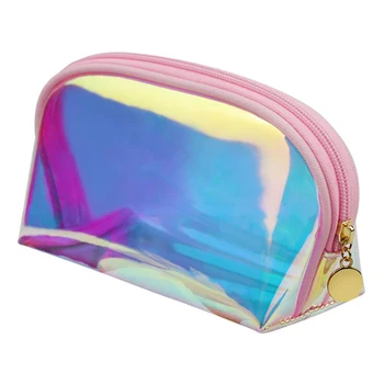 

Hologram Travel Cosmetic Brush Foundation Blush Container Bag Zipper Pouch Handbag Makeup Laser Storage Bag