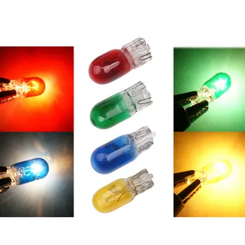 

10pcs Car Led T10 Halogen W5w 194 168 Wedges 12v 5w Xexon Lamp Instrument Light Reading Light Blue Green Red Yellow Glass Lamp