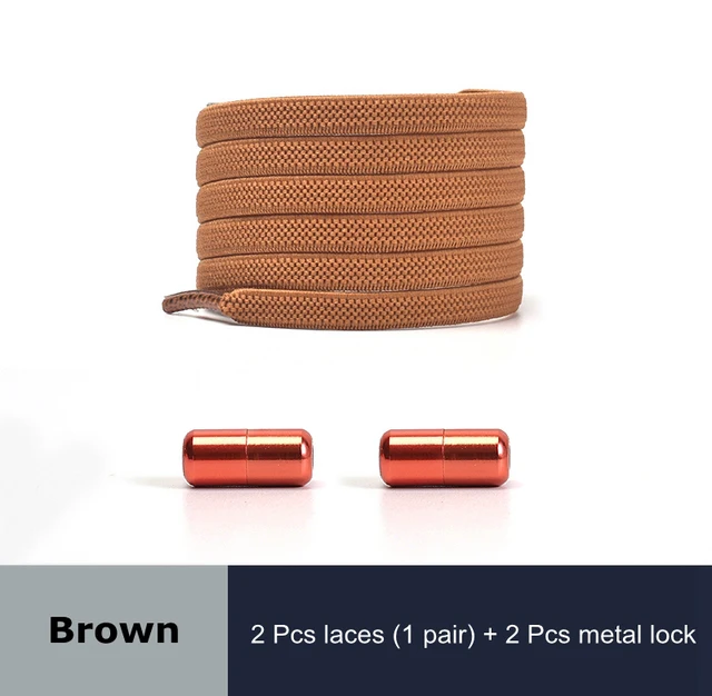 Free to Match Elastic Shoelaces Lock Lazy Laces Flat Multi Color Options No Tie Shoelace Round Capsule Metal 18 Colors Auburn