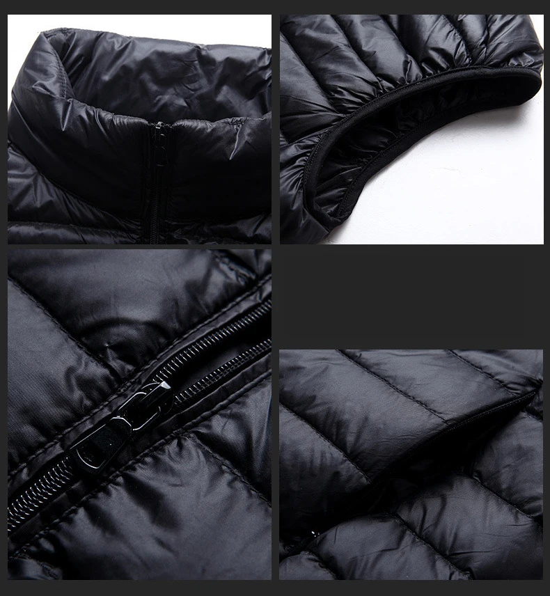 Ultralight Men's Down Vest Winter Warm White Duck Down Puffy Padded Waistcoat Basic Windproof Jacket Outwear Male Clothes