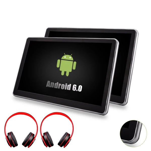 Android 7,0/6,0 ультратонкий 1920*1080 HD подголовник ips дисплей wifi четырехъядерный Мультимедийный USB TF автомобильный 11,6 дюймовый дисплей 2 шт - Цвет: 6.0 Silver x 2