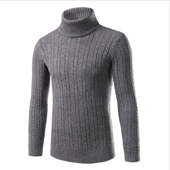 

Autumn Winter Men Turtle Neck Slim Fit High Quality Warm Sweaters Male Solid Color Stretch Knit Casual Basic Pullovers M-2XL
