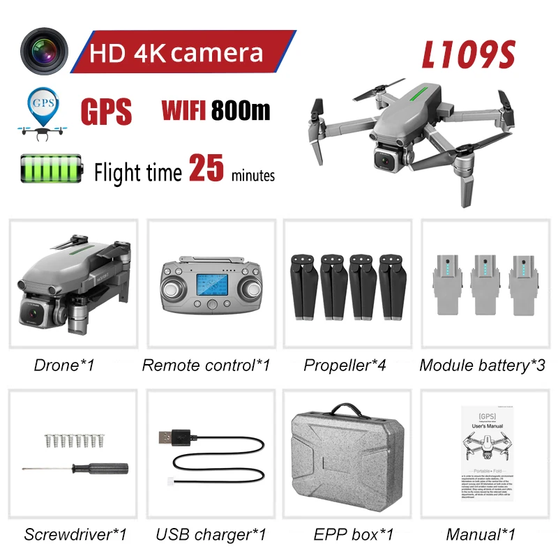 JC21S-E-3B Радиоуправляемый квадрокоптер gps 4K HD камера Дрон 5G wifi FPV складной селфи Дрон Профессиональный 25 минут 1000 м большой дистанции Дрон игрушки - Цвет: JC21S-E-3B