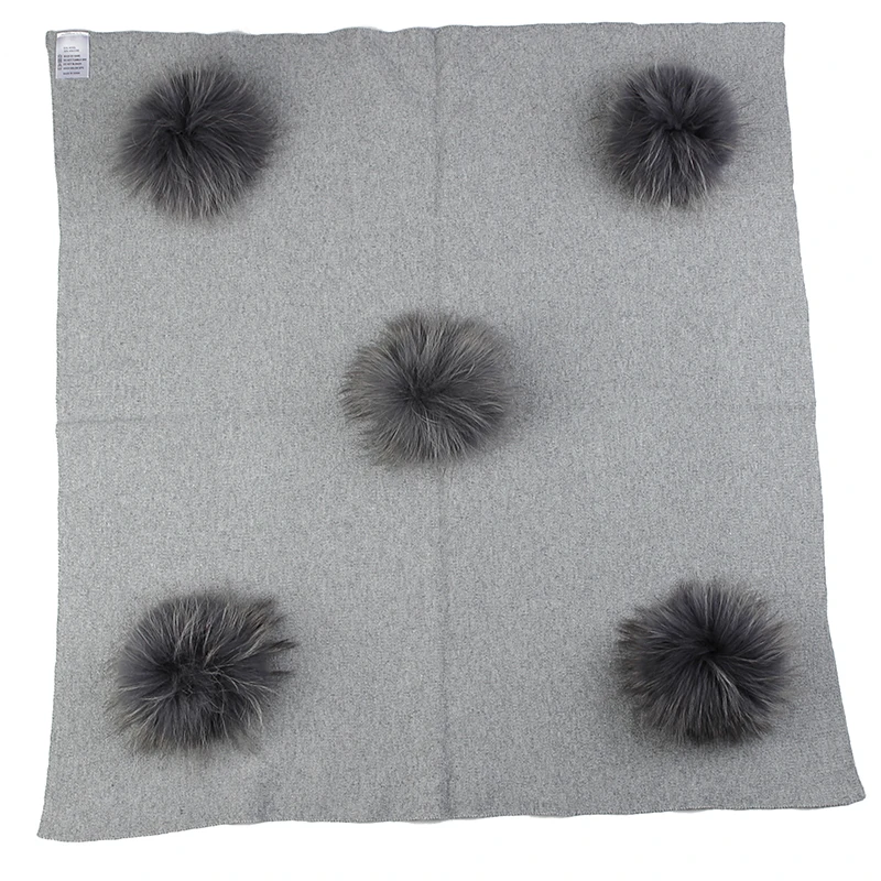 lt gray dark gray Charm Wood теплая шерсть на зиму для новорожденных и малышей, для пеленания Одеяло путешествия спальный Одеяло с 15 см с натуральным меховым помпоном постельные пеленки Обёрточная бумага - Цвет: lt gray dark gray