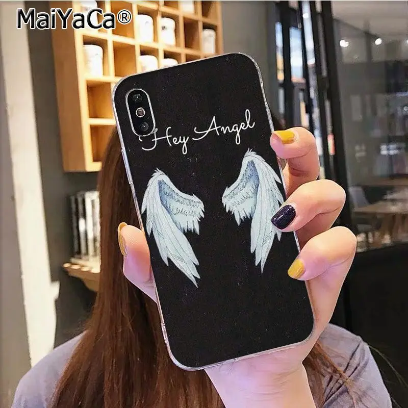 Черный чехол для телефона MaiYaCa Angel wings из ТПУ для Apple iphone 11 pro 8 7 66S Plus X XS MAX 5s SE XR Coque Shell