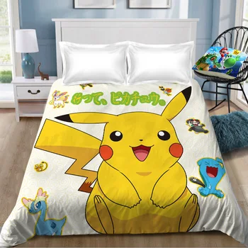 

1pcs Pokemon Pikach Anime Printing Bed Sheet Cartoon Anime Pokemon coverlet Children Room Bed Sheet (NO cover pillowcase)