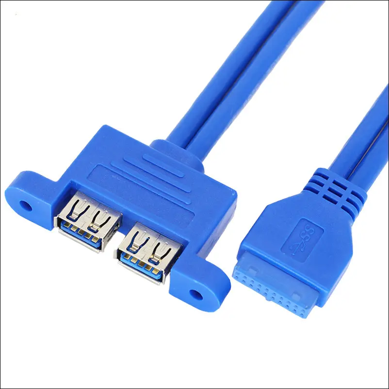 Большой Q Dual USB 3 0 обратно Панель скользящая Скоба до 20 контактный разъем кабель