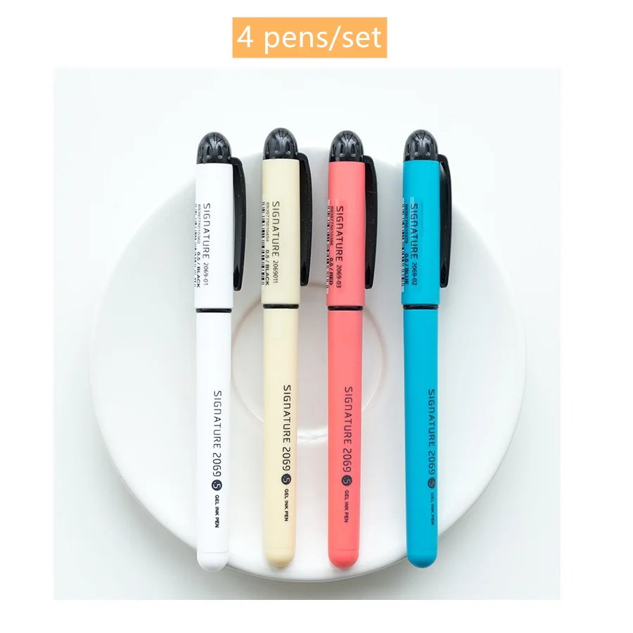 4 pen set 4 шт., современный набор гелевых чернил, матовый корпус, 0,5 мм, шариковая ручка, черный, синий, красный цвет, Офисные аксессуары, школьные принадлежности F850 - Цвет: 4 pen set